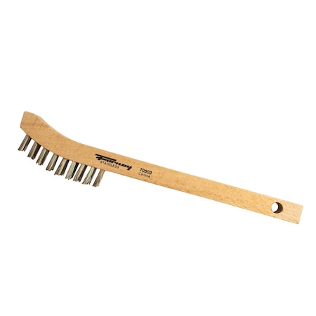 Forney Scratch Brush With Curved Handle, Stainless, 2 X 9 Rows 70503